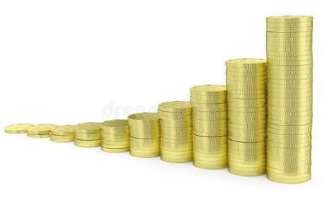 Growing Golden Dollar Coins Bar Chart Stock Illustration