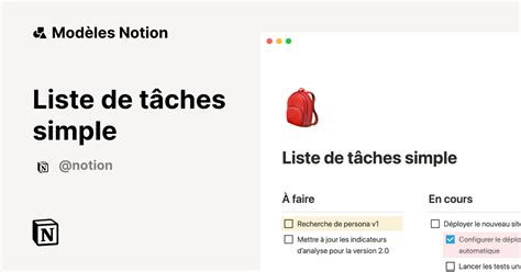 Liste de tâches simple Modèle créé par Notion Marketplace Notion