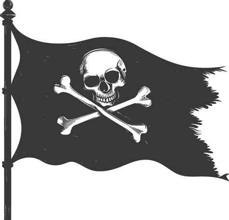 Silhouette Pirate Flag With A Skull And Crossbones Black Color Only