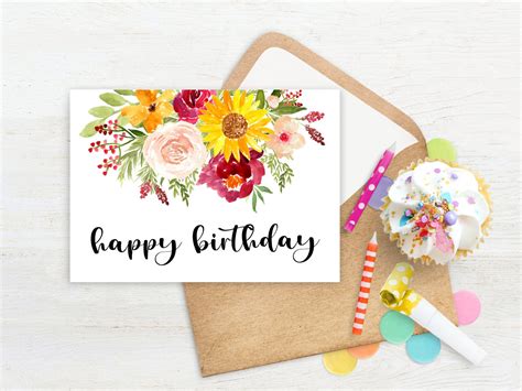 Happy Birthday Digital Card Birthday Printable Card Etsy