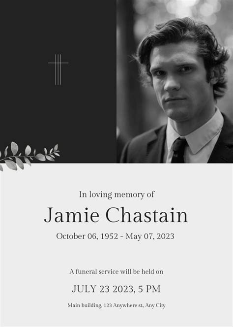 Free Printable Customizable Obituary Card Templates Canva