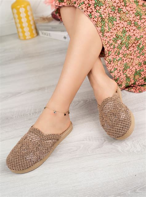 Nude Farbe Sandaletten Pantoletten Hausschuh