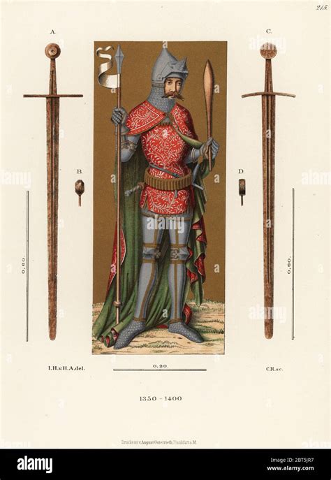 German Knight In Armour Of The Late 14th Century In Bascinet With