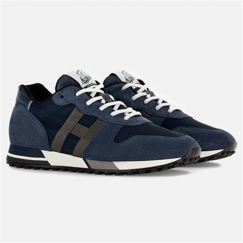 Sneakers Uomo Hogan H Blu In Suede E Tessuto Tecnico