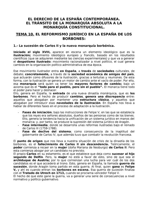 T Apuntes Historia El Derecho De La Espa A Contempor Nea El