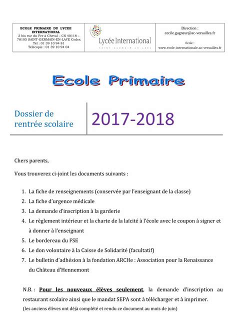 PDF Formulaires de rentrée scolaire DOKUMEN TIPS