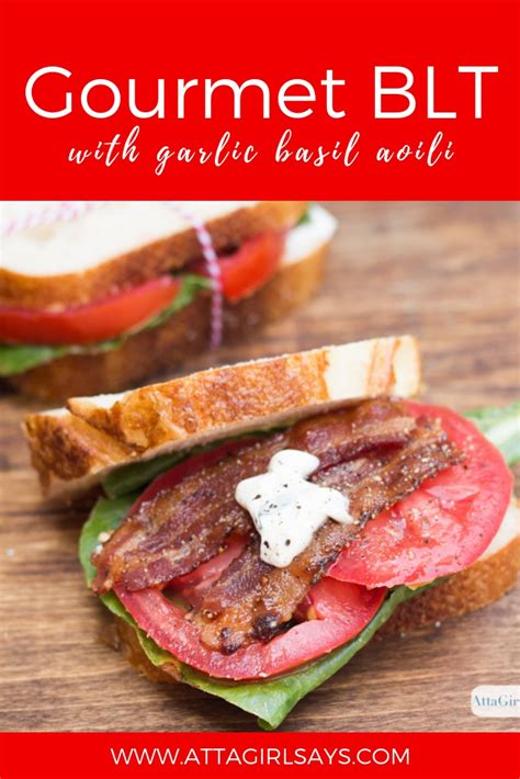 Gourmet Blt Sandwich With Candied Bacon And Garlic Basil Aioli