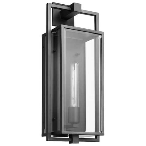 Satco Exhibit Matte Black Outdoor Hardwired Wall Lantern Sconce With No