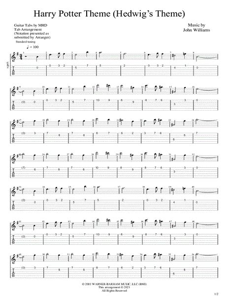 Guitar Tabs By Mhd Hedwigs Theme Guitar Tab In E Minor Download And Print Sku Mn0240327