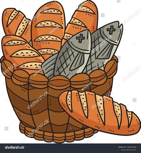 Christian Five Loaves Two Fish Cartoon Stock Vector (Royalty Free ...