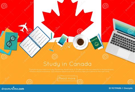 Study In Canada Concept For Your Web Banner Or Stock Vector