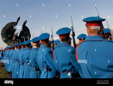 A Serbian Military Honor Guard Pay Homage To The Victims Of The