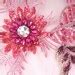 Embroidered 3D Applique Fabric Fuschia Sequin Rhinestone