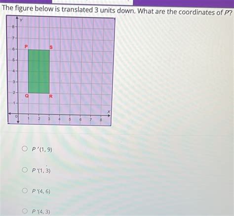 Solved The Figure Below Is Translated 3 Units Down What Are The