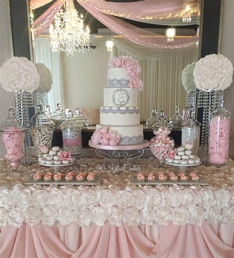 Custom Cake And Dessert Table Blush And Silver By Kitoscakes Custom