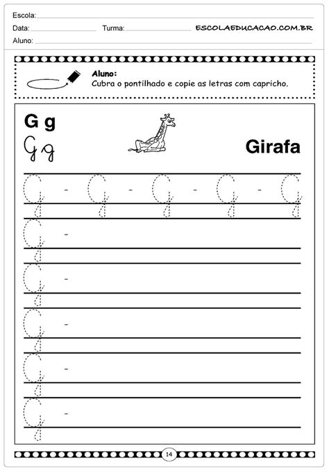 Atividades Letra G Maiúscula Escola Educação