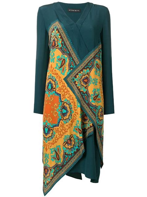 Shop Green Etro Paisley Print Dress With Express Delivery Farfetch