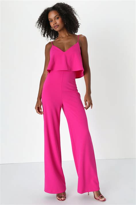 Magenta Jumpsuit Wide Leg Jumpsuit Sleeveless Jumpsuit Lulus