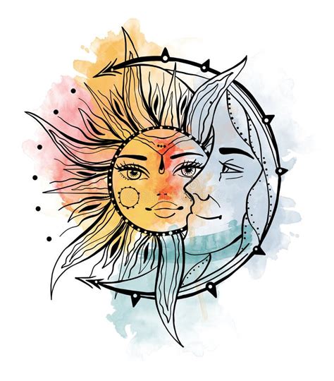 Sun Moon Tattoo Stock Illustrations 8 125 Sun Moon Tattoo Stock