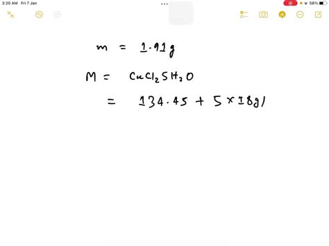 Solved The Molar Mass Of Copper Chloride Is G Mol How Many