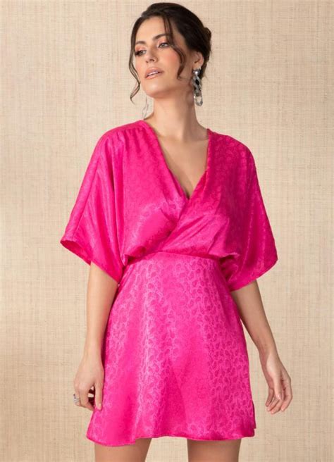 Vestido Rosa Decote Transpassado Quintess