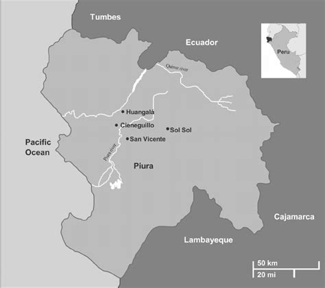 Map Of Piura Peru Indicating The Regions Where Vineyard Surveys Were