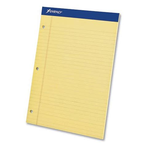 Ampad Perforated Writing Pads Wide Legal Rule Canary Yellow X