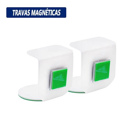 Kit 2 Fixadores Prendedores Trava Porta Magnético Adesivo Branco