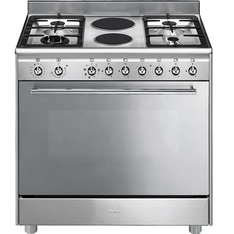 Smeg 90cm Stainless St 4 Burner Gas 2 Plate Elect - Buy Online | Bargains