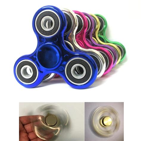 Tri Fidget Hand Spinner 2 Pieces Metallic Metal Toy Stress Reducer Ball