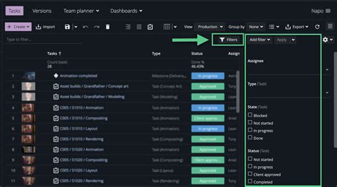 Filtering Ftrack Studio