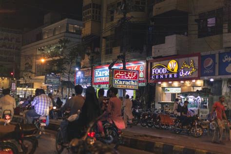 Famous Landmarks of Karachi, Buns Road Food Street at Night Editorial ...