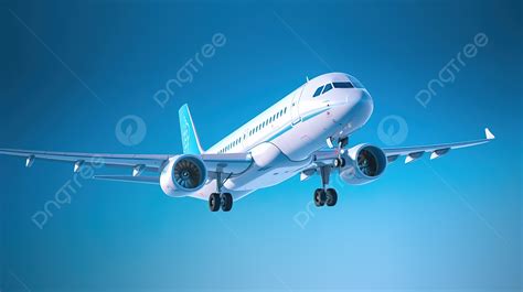 3d Illustration Of Passenger Plane Soaring Through Blue Skies