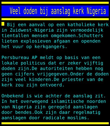 Nos Teletekst On Twitter Veel Doden Bij Aanslag Kerk Nigeria Https