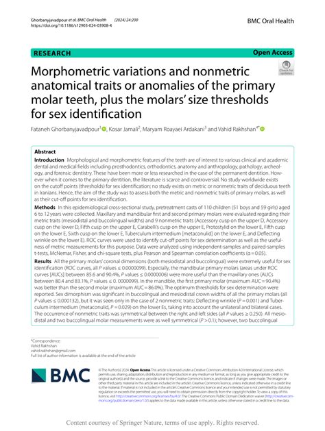 Pdf Morphometric Variations And Nonmetric Anatomical Traits Or