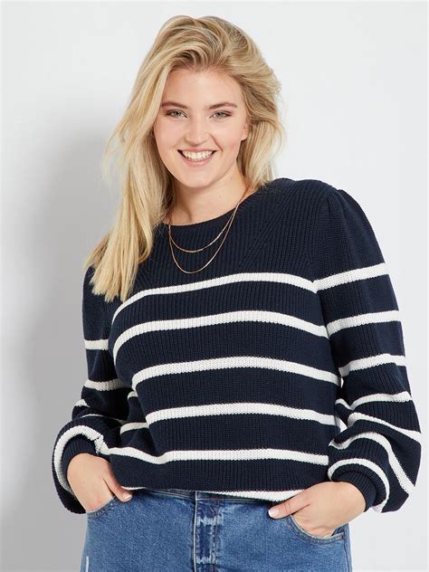 Pull En Maille Tricot Bleu Marine Kiabi