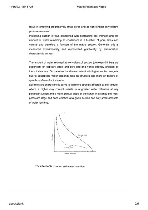 Solution Matric Potentials Notes Studypool