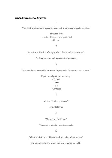 Medsci 142 Notes W3 Human Reproductive Human Reproductive System 1
