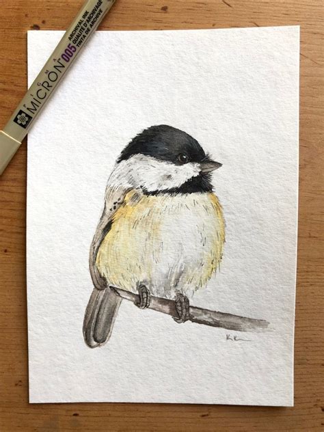 5x7 Sweet Black Capped Chickadee Original By Coasttocoastartist On Etsy