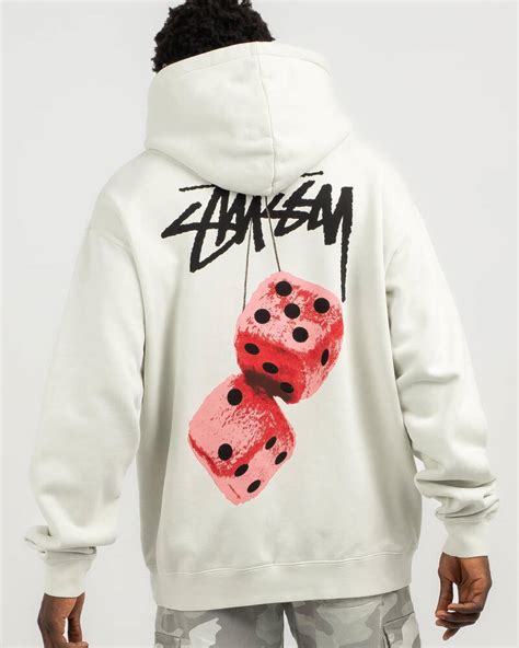 Shop Stussy Fuzzy Dice Hoodie In Pigment White Fast Shipping And Easy