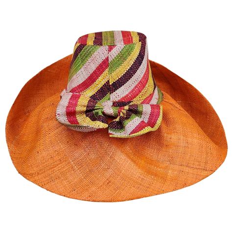 Chilton Hand Woven Multicolor Madagascar Big Brim Raffia Sun Hat The Black Art Depot