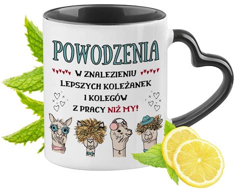 Pożegnanie z Pracy Kubek Czarny z Uszkiem w Kształcie Serca na Prezent