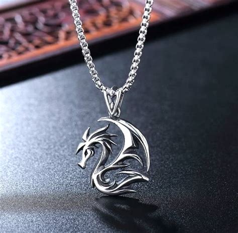 Vintage Stainless Steel Dragon Pendant Necklace Chain Grailed