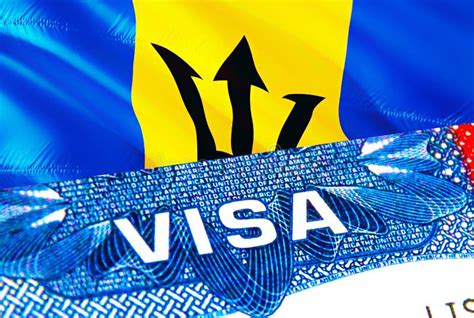 Barbados Visa Travel To Barbados Focusing On Word Visa 3d Rendering