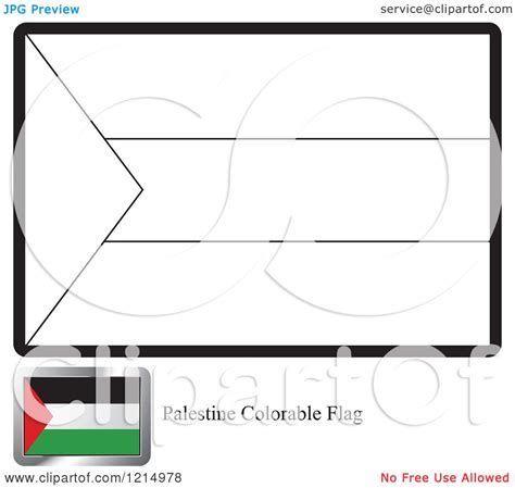 Clipart Of A Coloring Page And Sample For A Palestine Flag Royalty