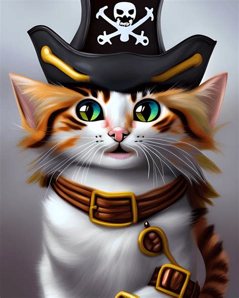 Cute Cat Wearing Pirate Costume Creative Fabrica