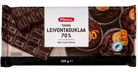 Pirkka Tumma Leivontasuklaa 70 100g Rfa K Ruoka Verkkokauppa