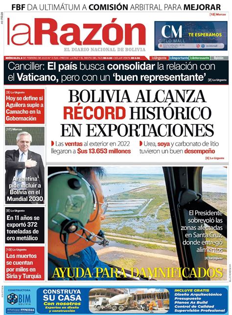 Tapa De La Razón Del Miércoles 8 De Febrero De 2023 La Razón