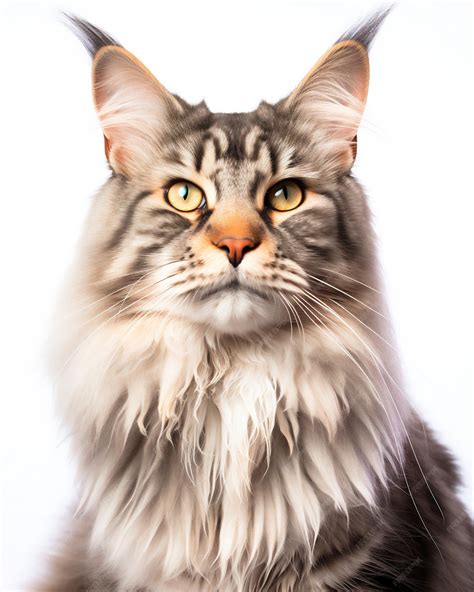 Premium Ai Image Maine Coon Cat On White Background Isolated