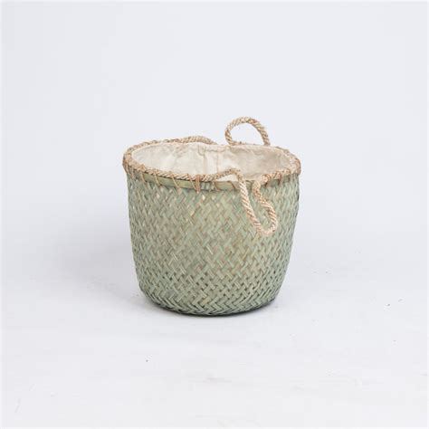 Weaving Bamboo Basket With Canvas Liner